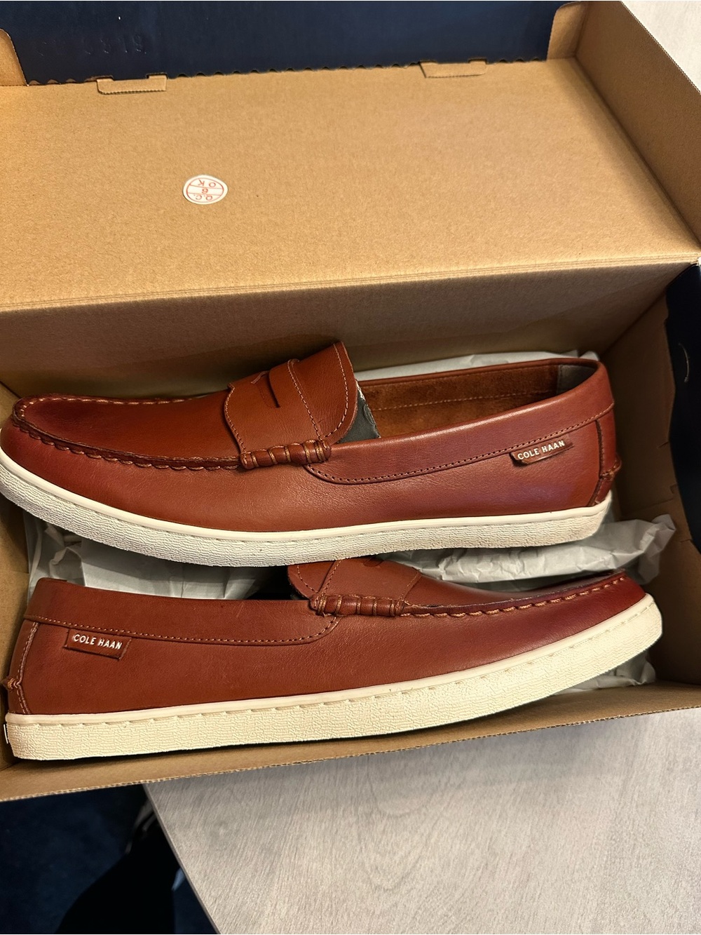 Cole Haan Brown Leather Penny Slip-On Loafers